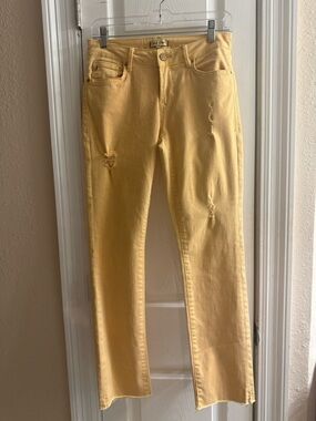 Dear John Size 26 Cropped Straight Leg Distressed Jeans in Yellow